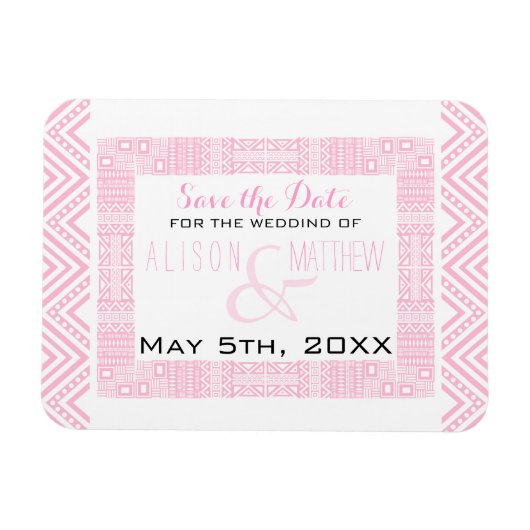 Ethnic Design Wedding Save the Date Magnet 1 (Horizontal)