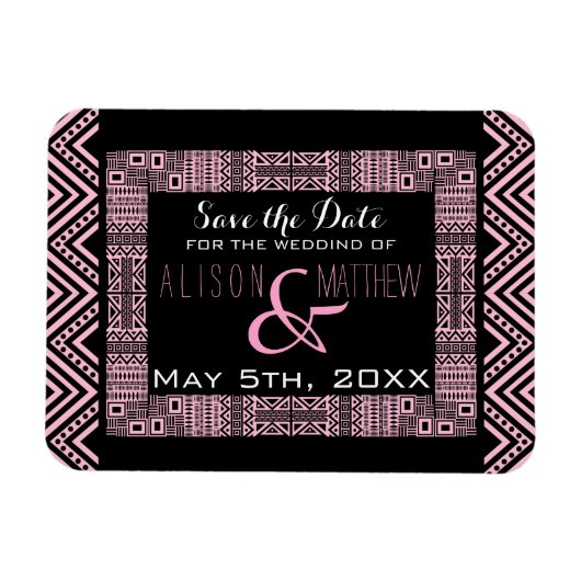 Ethnic Design Wedding Save the Date Magnet 3 (Horizontal)