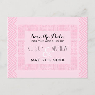Ethnic Design Wedding Save the Date Postcard 2 Ankündigungspostkarte