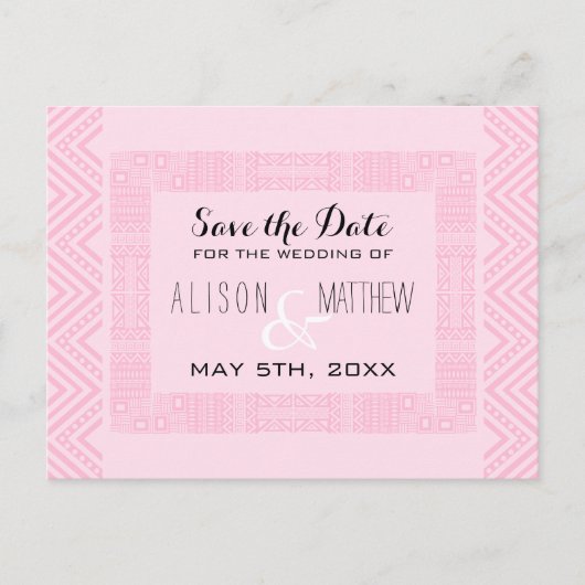 Ethnic Design Wedding Save the Date Postcard 2 Ankündigungspostkarte (Vorderseite)