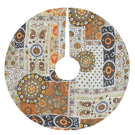Ethnic Digital Abstrakt: Nahtloses Muster Polyester Weihnachtsbaumdecke (Vorderseite)