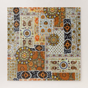 Ethnic Digital Abstrakt: Nahtloses Muster Puzzle