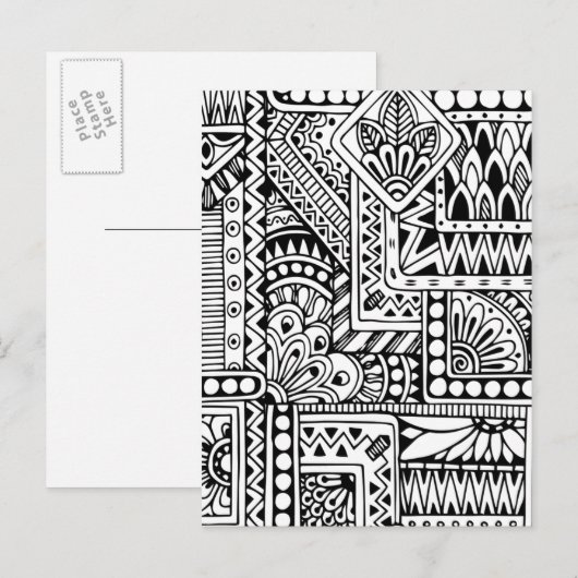 Ethnic Doodle Postkarte (Vorne/Hinten)