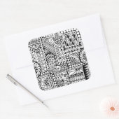 Ethnic Doodle Quadratischer Aufkleber (Umschlag)