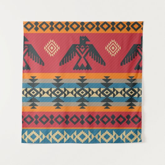Ethnic Eagles Tribal Vintages Muster Wandteppich (Vorderseite)