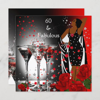 Ethnic Fabulous 60. Geburtstag Rote Rosen Martini Einladung