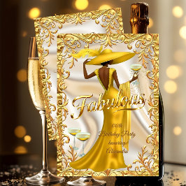 Ethnic Fabulous Birthday Gold Dress Gold Champagne Einladung