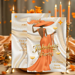 Ethnic Fabulous Birthday Orange Gold Champagne Einladung