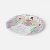 Ethnic Fairy Dream Catcher Boho Feathers Crystals Pappteller (Schrägansicht)