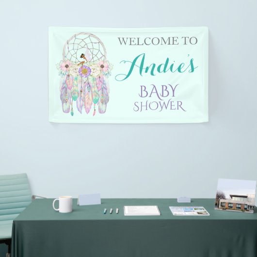 Ethnic Fairy Dream Catcher Boho Feathers Pastels Banner (Messeveranstaltung)