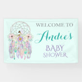Ethnic Fairy Dream Catcher Boho Feathers Pastels Banner (Horizontal)