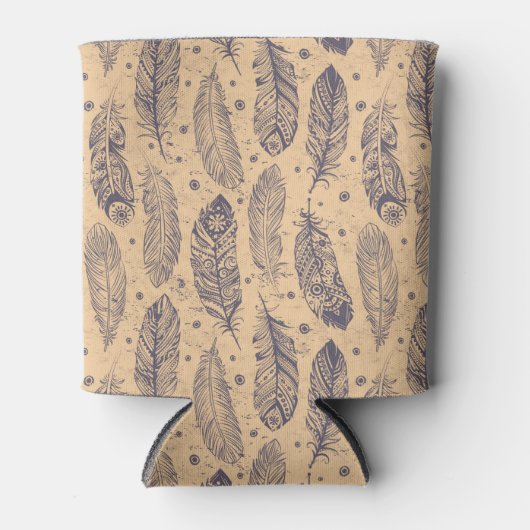 Ethnic Feather Kontur Muster Dosenkühler (Vorderseite)