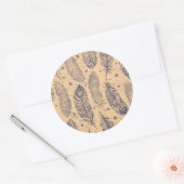 Ethnic Feather Kontur Muster Runder Aufkleber (Umschlag)
