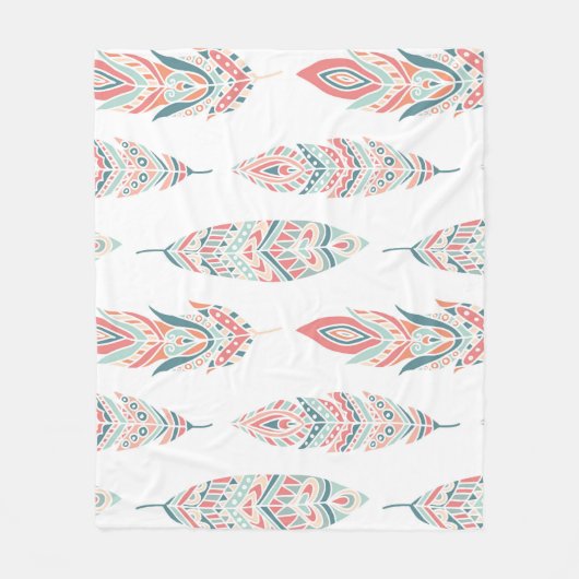 Ethnic Feathers Hand Drawn Illustration Fleecedecke (Vorderseite)