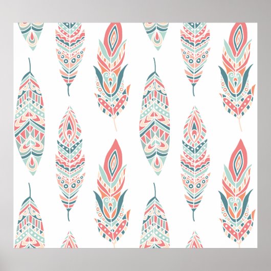 Ethnic Feathers Hand Drawn Illustration Poster (Vorne)