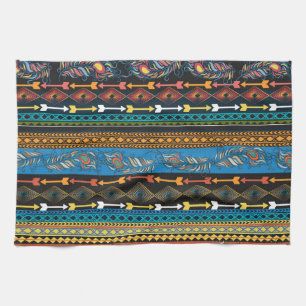 Ethnic Feathers: Stickerei Boho Chic Geschirrtuch