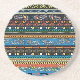Ethnic Feathers: Stickerei Boho Chic Getränkeuntersetzer