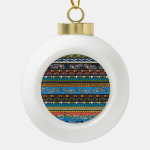 Ethnic Feathers: Stickerei Boho Chic Keramik Kugel-Ornament
