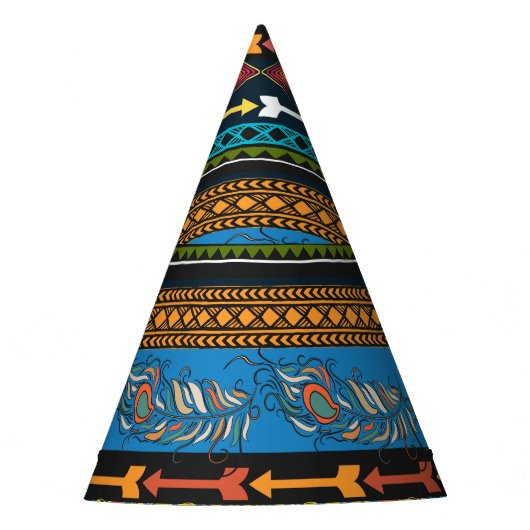 Ethnic Feathers: Stickerei Boho Chic Partyhütchen (Vorderseite)