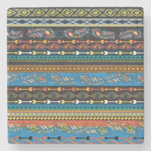 Ethnic Feathers: Stickerei Boho Chic Steinuntersetzer