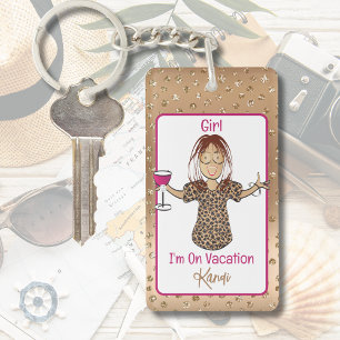 Ethnic Female Cartoon Urlaub Sprichwort Geschenk Schlüsselanhänger