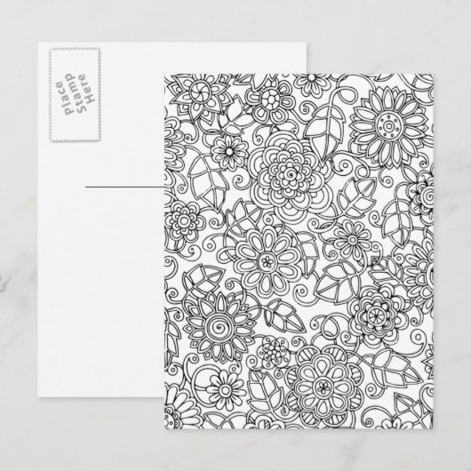 Ethnic Floral Doodle Postkarte (Vorne/Hinten)