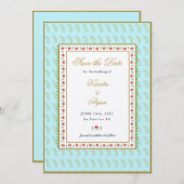 Ethnic Floral Frame indische Hochzeit Speichern Si Einladung (Vorne/Hinten)