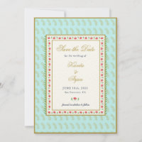 Ethnic Floral Frame indische Hochzeit Speichern Si