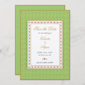 Ethnic Floral Frame Minze Green Foto Einladung (Vorne/Hinten)