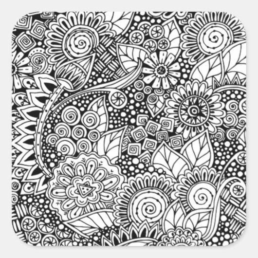 Ethnic Floral Inspiriert Quadratischer Aufkleber (Vorderseite)
