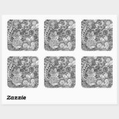 Ethnic Floral Inspiriert Quadratischer Aufkleber (Blatt)