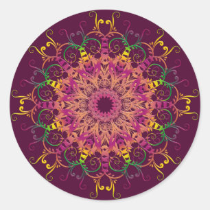 Ethnic Floral Mandala Runder Aufkleber