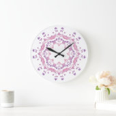 Ethnic floral pink mandala große wanduhr (Zuhause)