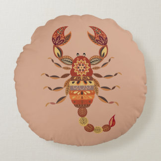 Ethnic Floral Scorpion Rundes Kissen