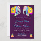 Ethnic Folk Art Elephant Indian Wedding Einladung (Vorderseite)