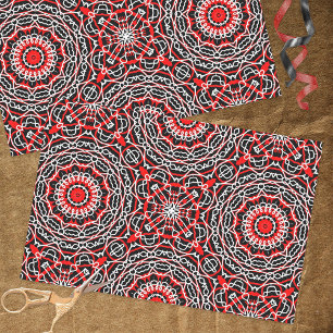 Ethnic Folk Bohemisch Red Black and White Pattern Seidenpapier