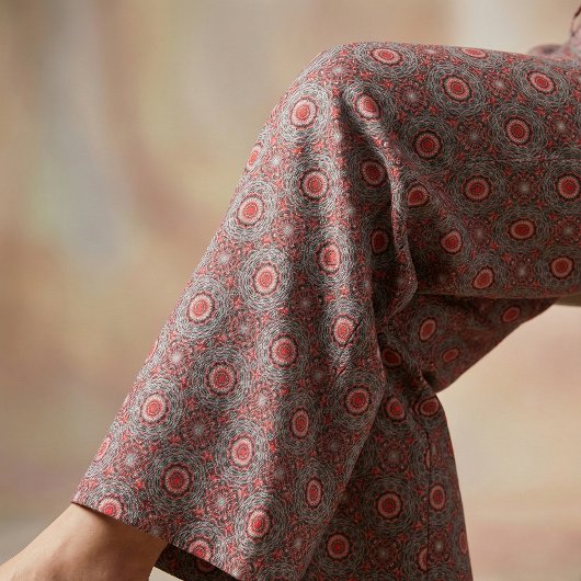 Ethnic Folk Bohemisch Red Black and White Pattern Stoff