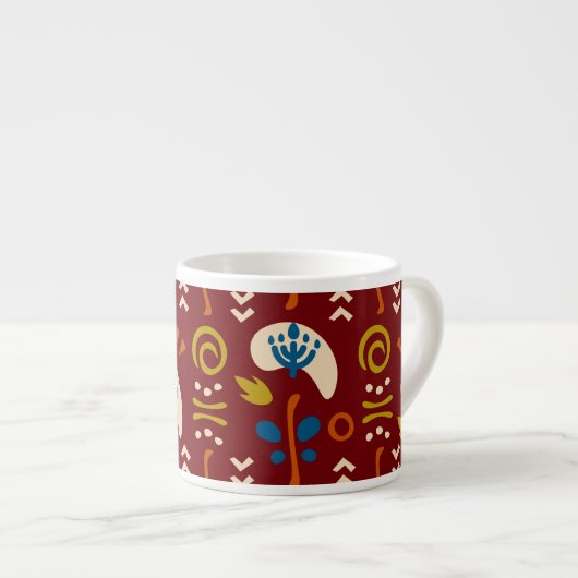 Ethnic Folk Floral Pattern Espressotasse (Vorderseite Rechts)