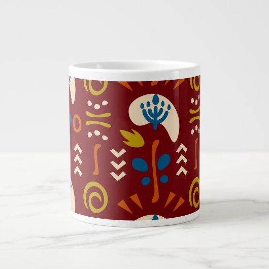 Ethnic Folk Floral Pattern Jumbo-Tasse (Vorderseite)