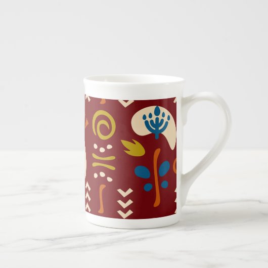 Ethnic Folk Floral Pattern Porzellantasse (Rechts)