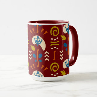 Ethnic Folk Floral Pattern Tasse