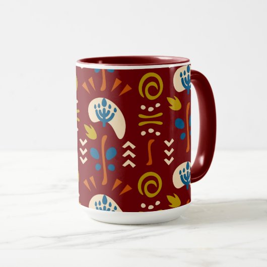 Ethnic Folk Floral Pattern Tasse (VorderseiteRechts)
