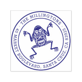 Ethnic Frog | Runder Familienname und Rücksendeadr Permastempel