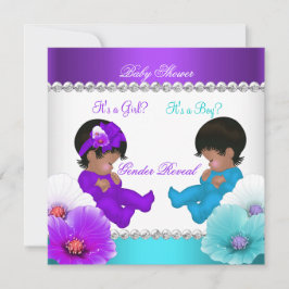 Ethnic Gender Reveal Baby Dusche Lila Aquamarin Bl Einladung