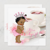 Ethnic Girl Baby Shower Tee Party Einladung (Vorne/Hinten)