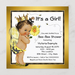 Ethnic Girl Bee Baby Shower Einladung