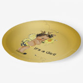 Ethnic Girl Bee Baby Shower Pappteller (Schrägansicht)
