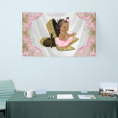 Ethnic Girl Gold High Heel Shoel Baby Dusche Banner (Messeveranstaltung)