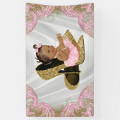 Ethnic Girl Gold High Heel Shoel Baby Dusche Banner (Vertikal)
