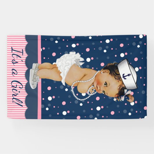 Ethnic Girl Nautical Baby Shower Banner (Horizontal)